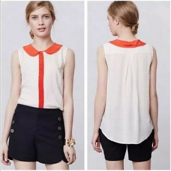 Anthropologie Postmark Louisa Blue Swiss Dot Top 2 - Picture 2 of 6